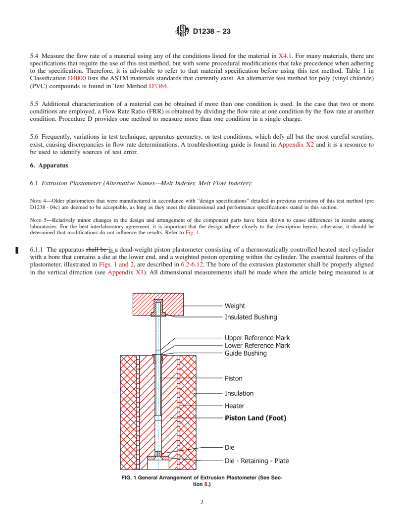 REDLINE ASTM D1238-23 - Standard Test Method for  Melt Flow Rates of Thermoplastics by Extrusion Plastometer