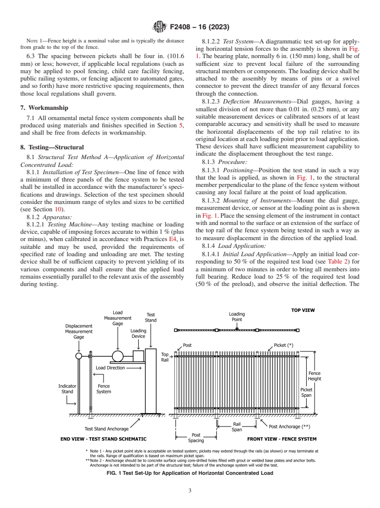 ASTM F2408-16(2023) - Standard Specification for  Ornamental Fences Employing Galvanized Steel Tubular Pickets