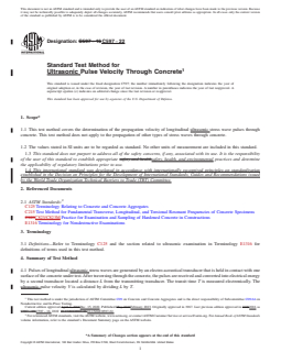 ASTM C597-22 REDLINE ASTM C597-22 - Standard Test Method for Ultrasonic Pulse Velocity Through Concrete - Page 1 preview
