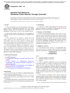 ASTM C597-22 ASTM C597-22 - Standard Test Method for Ultrasonic Pulse Velocity Through Concrete - Page 1 preview