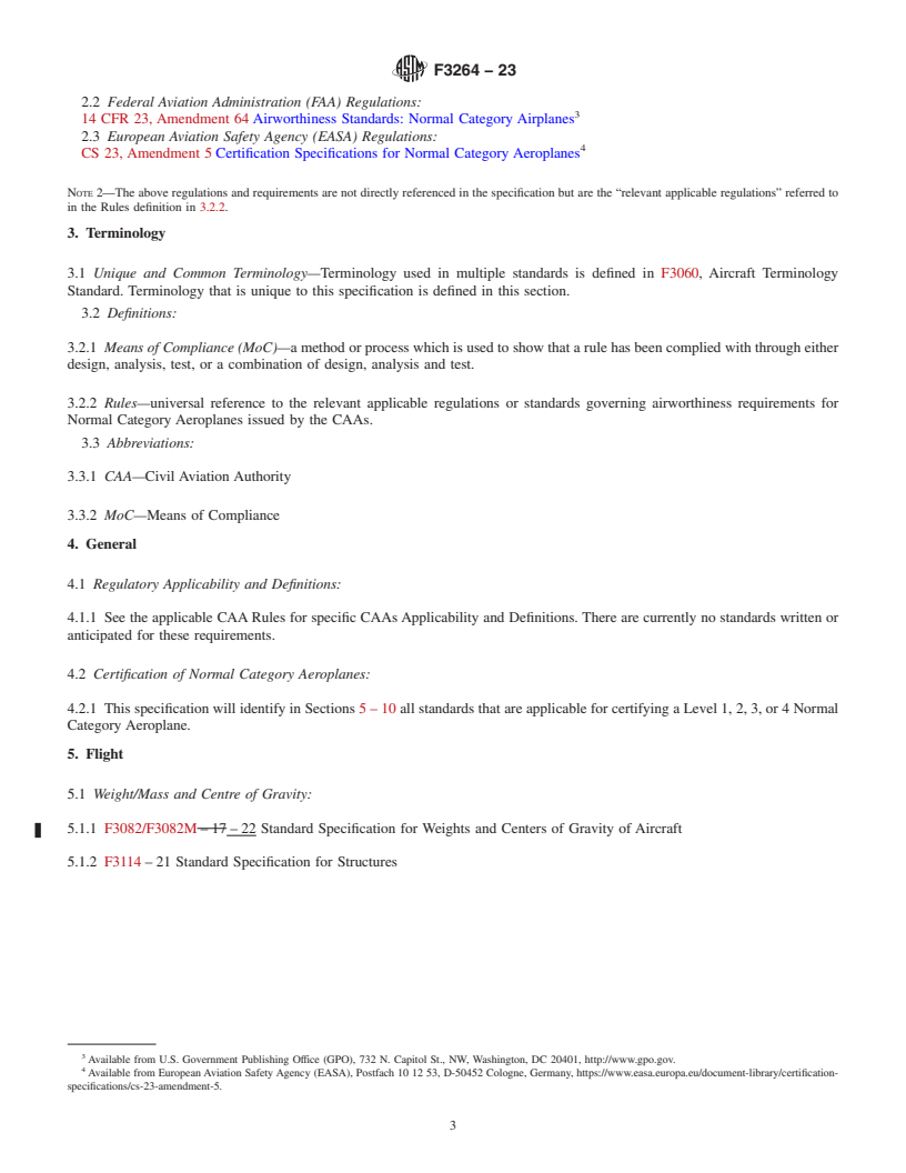 REDLINE ASTM F3264-23 - Standard Specification for Normal Category Aeroplanes Certification