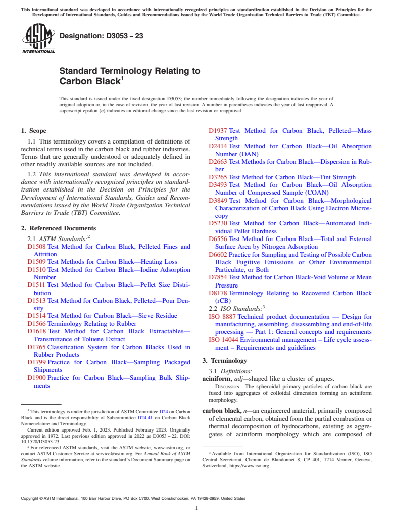 ASTM D3053-23 - Standard Terminology Relating to Carbon Black