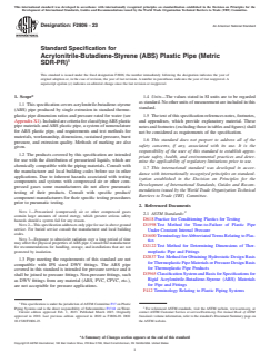 ASTM F2806-23 ASTM F2806-23 - Standard Specification for Acrylonitrile-Butadiene-Styrene (ABS) Plastic Pipe (Metric SDR-PR) - Page 1 preview