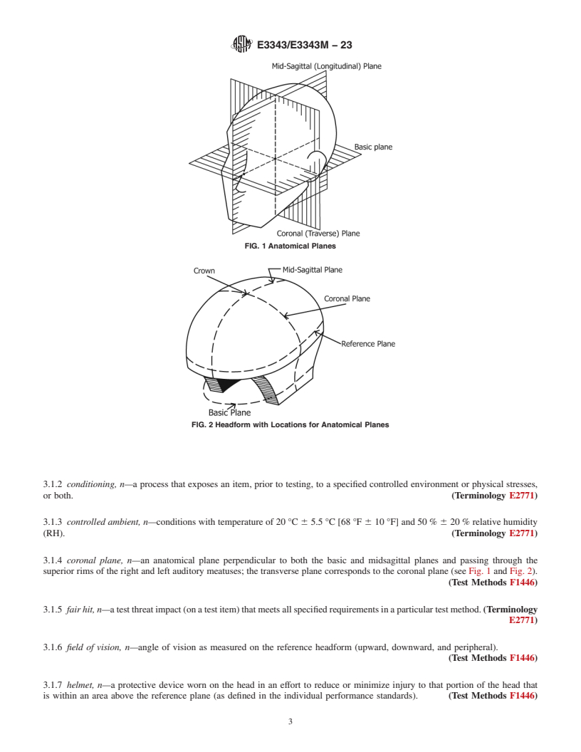 REDLINE ASTM E3343/E3343M-23 - Test Methods for Nonballistic-resistant Helmets Worn by Law Enforcement and  Corrections