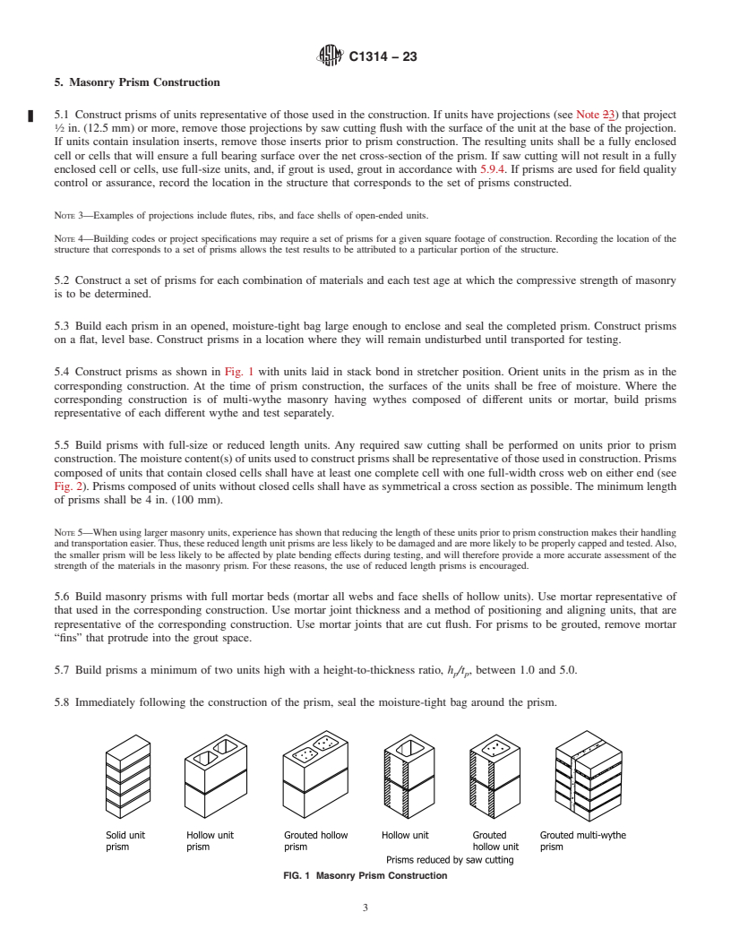 REDLINE ASTM C1314-23 - Standard Test Method for Compressive Strength of Masonry Prisms