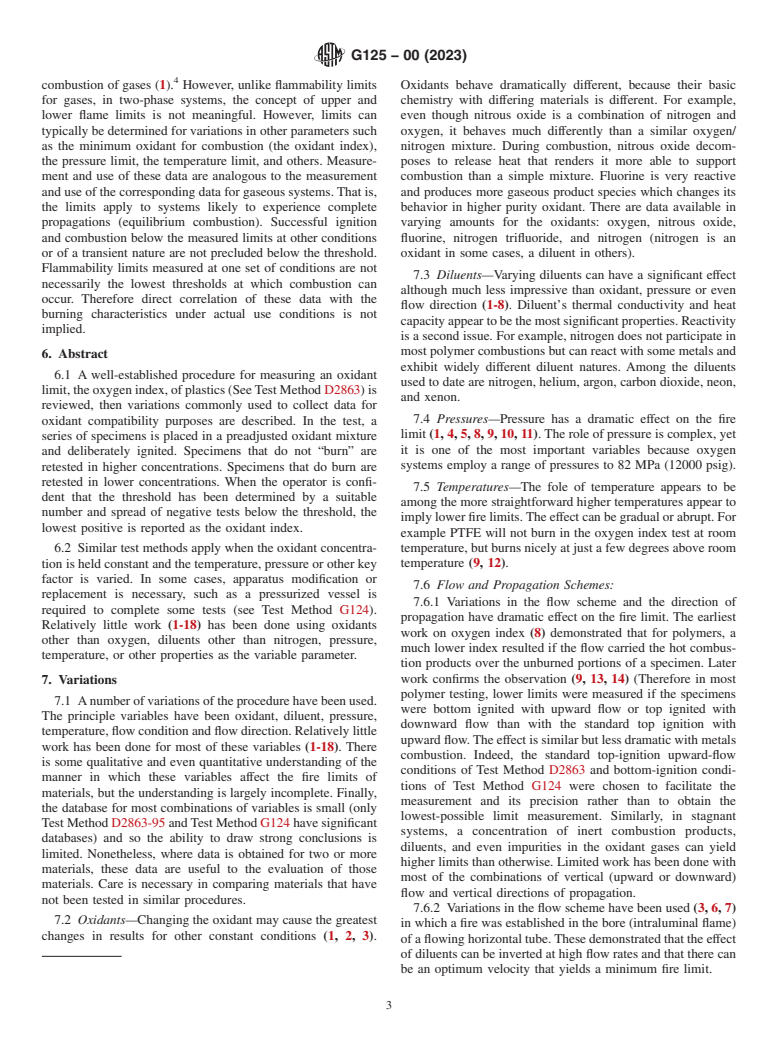 ASTM G125-00(2023) - Standard Test Method for  Measuring Liquid and Solid Material Fire Limits in Gaseous  Oxidants