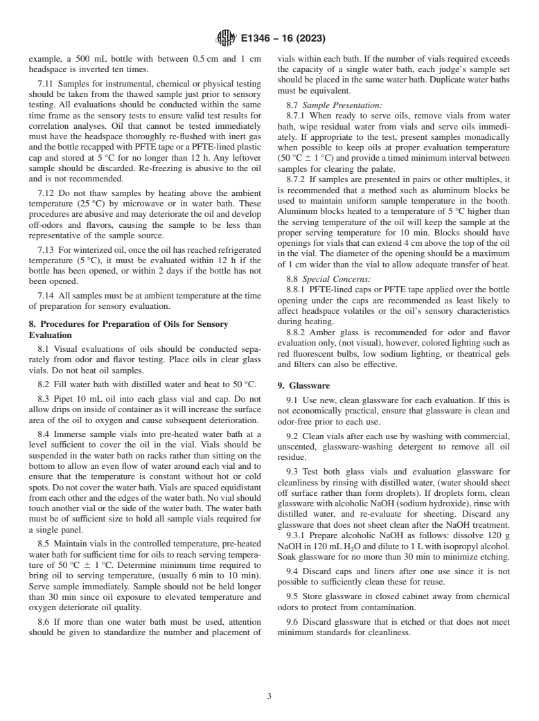 ASTM E1346-16(2023) - Standard Practice for  Bulk Sampling, Handling, and Preparing Edible Vegetable Oils  for Sensory Evaluation