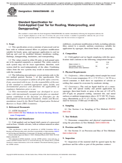 ASTM D8464/D8464M-23 ASTM D8464/D8464M-23 - Standard Specification for Cold-Applied Coal Tar for Roofing, Waterproofing, and Dampproofing - Page 1 preview