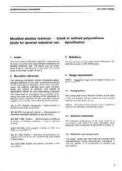 ISO 5423:1992 - Moulded plastics footwear — Lined or unlined polyurethane boots for general industrial use — Specification
Released:1/23/1992 - Page 3 preview