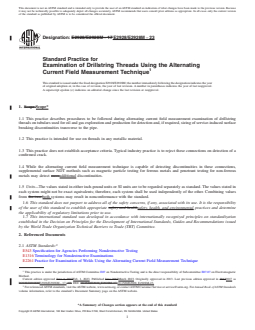 ASTM E2928/E2928M-23 REDLINE ASTM E2928/E2928M-23 - Standard Practice for Examination of Drillstring Threads Using the Alternating Current Field Measurement Technique - Page 1 preview