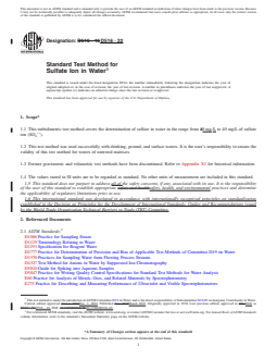 ASTM D516-22 REDLINE ASTM D516-22 - Standard Test Method for Sulfate Ion in Water - Page 1 preview