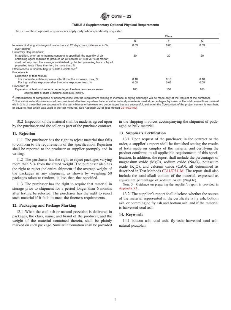 ASTM C618-23 - Standard Specification for  Coal Ash and Raw or Calcined Natural Pozzolan for Use in Concrete