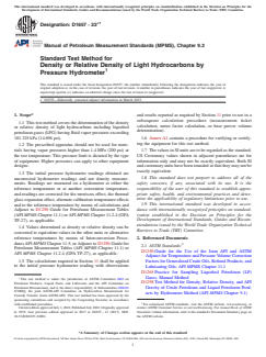 ASTM D1657-22e1 ASTM D1657-22e1 - Standard Test Method for Density or Relative Density of Light Hydrocarbons by Pressure Hydrometer - Page 1 preview
