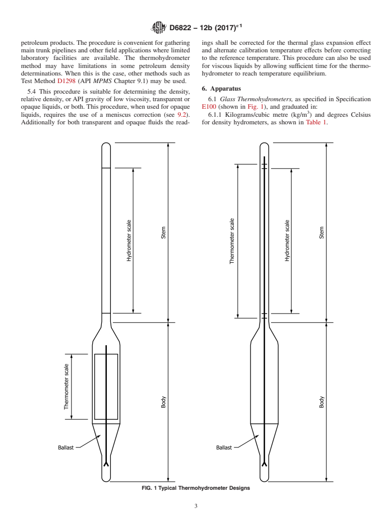 ASTM D6822-12b(2017)e1 - Standard Test Method for Density, Relative Density, and API Gravity of Crude Petroleum  and Liquid Petroleum Products by Thermohydrometer Method