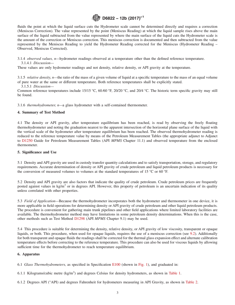 REDLINE ASTM D6822-12b(2017)e1 - Standard Test Method for Density, Relative Density, and API Gravity of Crude Petroleum  and Liquid Petroleum Products by Thermohydrometer Method