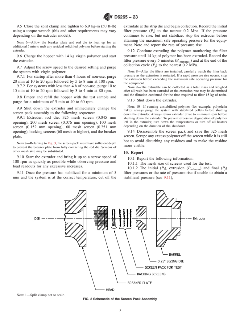 ASTM D6265-23 - Standard Practice for Separation of Contaminants in Polymers Using an Extruder Filter  Test