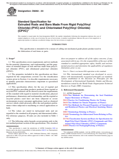 ASTM D6263-23 ASTM D6263-23 - Standard Specification for Extruded Rods and Bars Made From Rigid Poly(Vinyl Chloride) (PVC) and Chlorinated Poly(Vinyl Chloride) (CPVC) - Page 1 preview