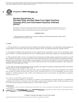 ASTM D6263-23 REDLINE ASTM D6263-23 - Standard Specification for Extruded Rods and Bars Made From Rigid Poly(Vinyl Chloride) (PVC) and Chlorinated Poly(Vinyl Chloride) (CPVC) - Page 1 preview