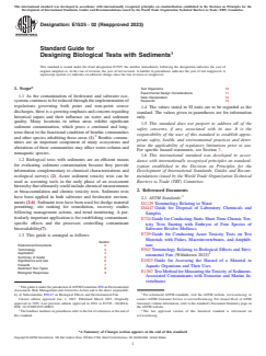 ASTM E1525-02(2023) - Standard Guide for  Designing Biological Tests with Sediments - Page 1 preview