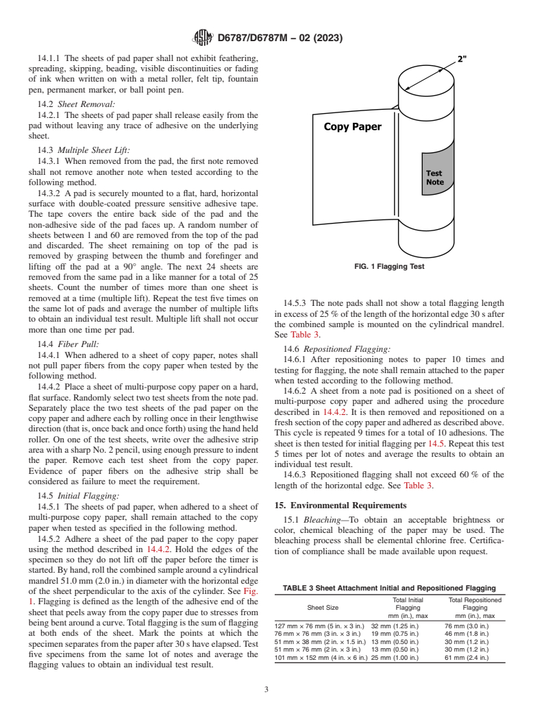 ASTM D6787/D6787M-02(2023) - Standard Specification for  Repositionable Note Pad