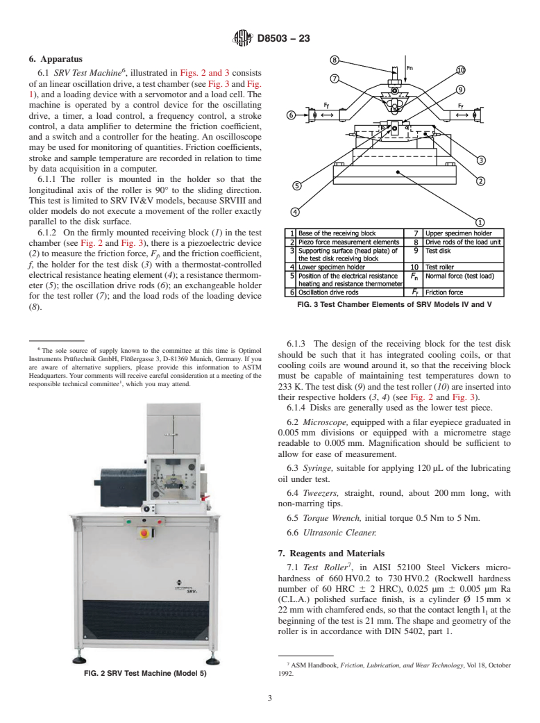 ASTM D8503-23 - Standard Test Method for Determining the Scuffing Temperature Limit of Lubricating Oils  Using the SRV Test Machine