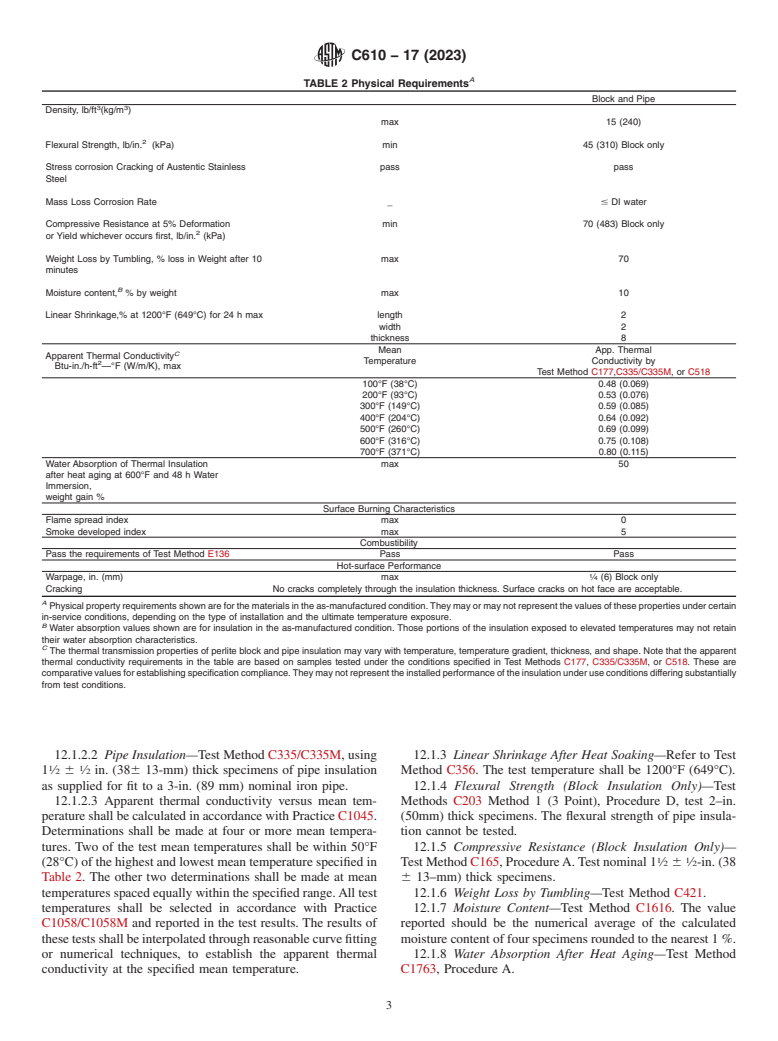 ASTM C610-17(2023) - Standard Specification for  Molded Expanded Perlite Block and Pipe Thermal Insulation