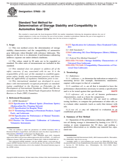 ASTM D7603-23 ASTM D7603-23 - Standard Test Method for Determination of Storage Stability and Compatibility in Automotive Gear Oils - Page 1 preview