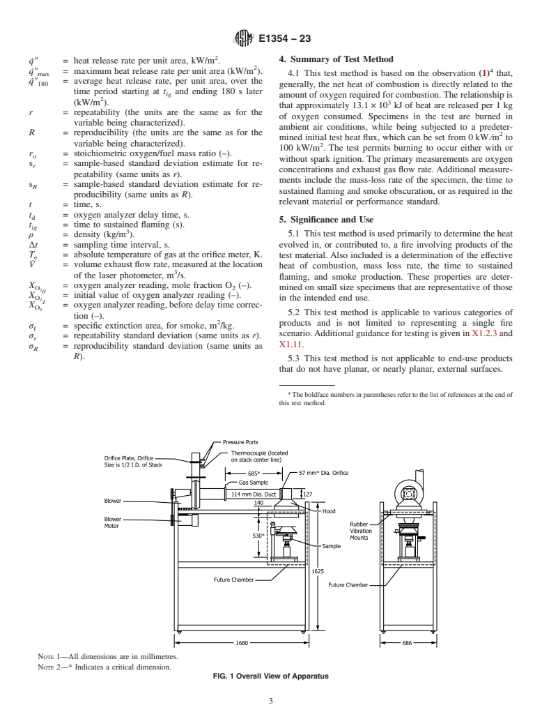 ASTM E1354-23 - Standard Test Method for  Heat and Visible Smoke Release Rates for Materials and Products  Using an Oxygen Consumption Calorimeter