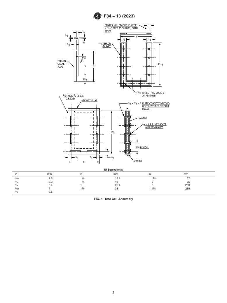 ASTM F34-13(2023) - Standard Practice for  Construction of Test Cell for Liquid Extraction of Flexible   Barrier Materials