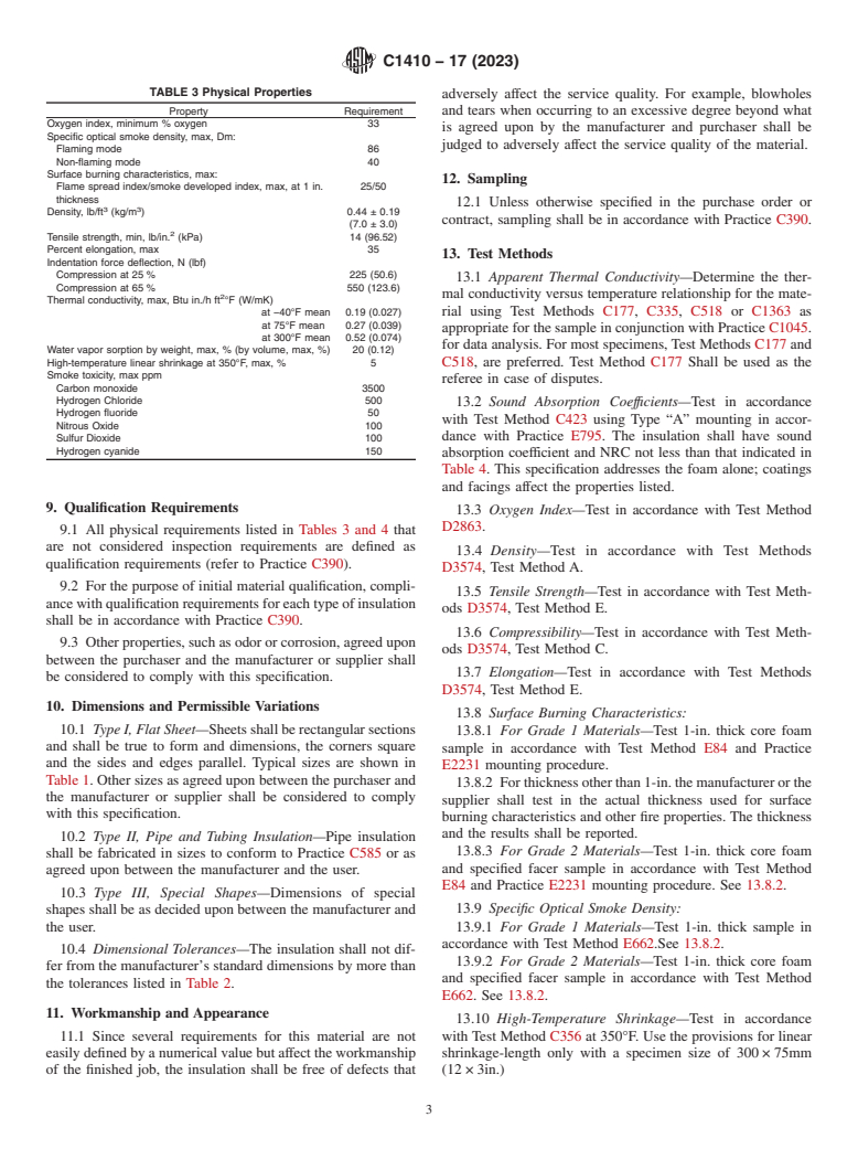 ASTM C1410-17(2023) - Standard Specification for  Cellular Melamine Thermal and Sound-Absorbing Insulation