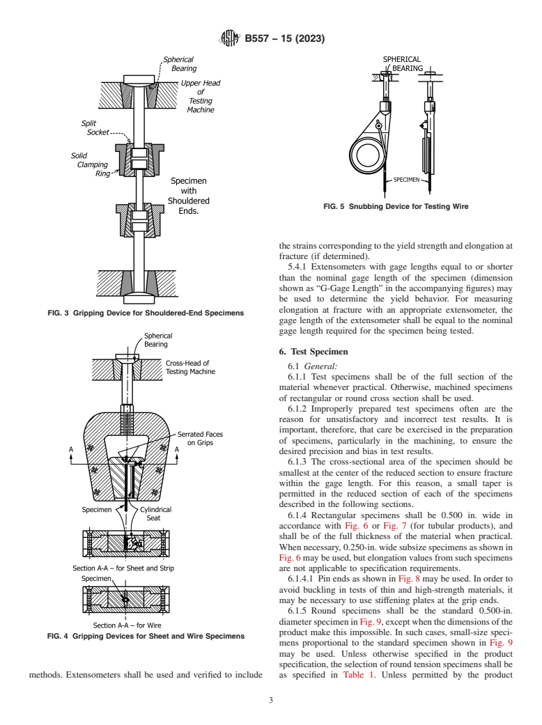 ASTM B557-15(2023) - Standard Test Methods for Tension Testing Wrought and Cast Aluminum- and Magnesium-Alloy  Products