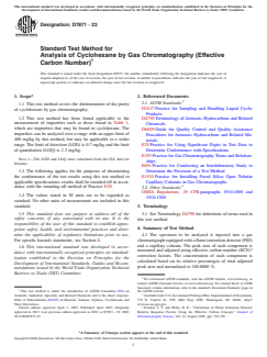 ASTM D7871-23 ASTM D7871-23 - Standard Test Method for Analysis of Cyclohexane by Gas Chromatography (Effective Carbon Number) - Page 1 preview