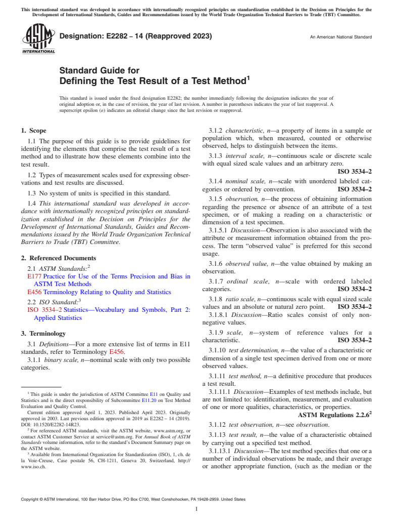 ASTM E2282-14(2023) - Standard Guide for  Defining the Test Result of a Test Method