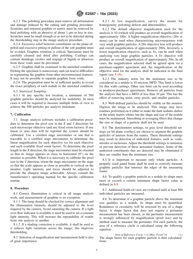 ASTM E2567-16a(2023) - Standard Test Method for  Determining Nodularity And Nodule Count In Ductile Iron Using  Image Analysis