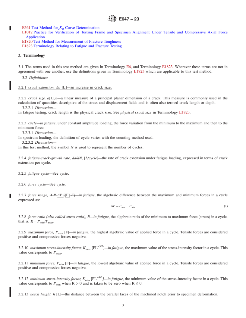 REDLINE ASTM E647-23 - Standard Test Method for  Measurement of Fatigue Crack Growth Rates