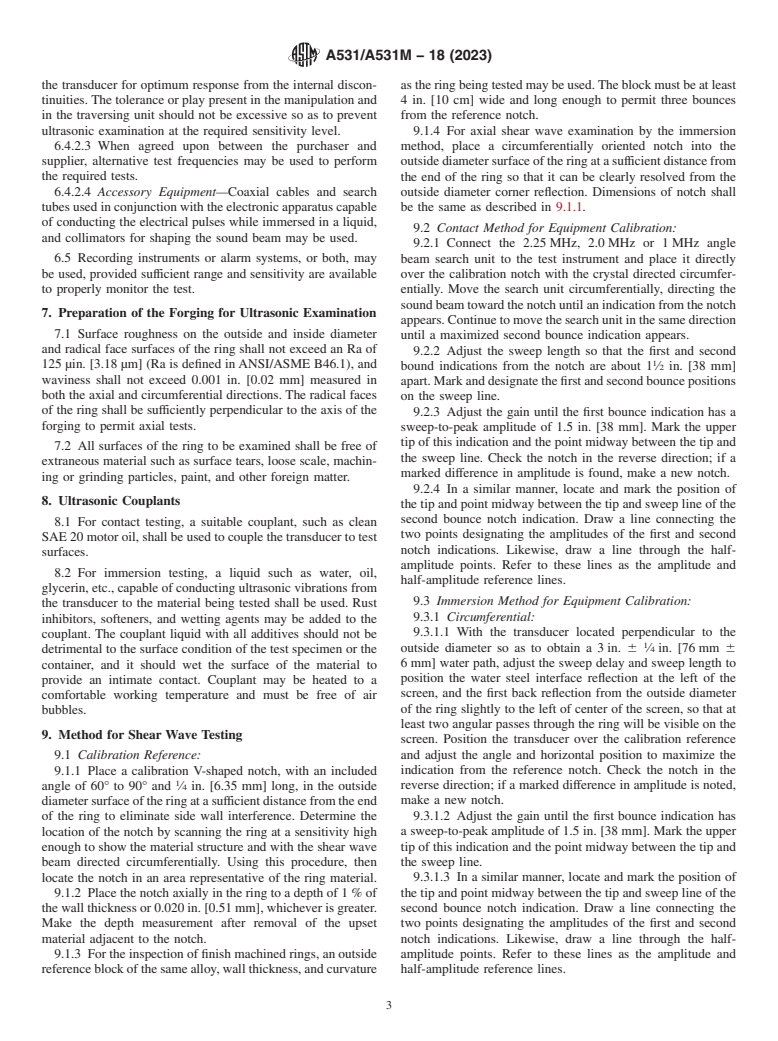 ASTM A531/A531M-18(2023) - Standard Practice for Ultrasonic Examination of Turbine-Generator Steel Retaining  Rings