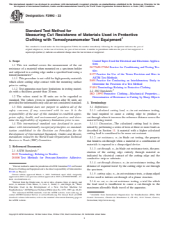 ASTM F2992-23 ASTM F2992-23 - Standard Test Method for Measuring Cut Resistance of Materials Used in Protective Clothing with Tomodynamometer Test Equipment - Page 1 preview