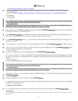 ASTM F2992-23 REDLINE ASTM F2992-23 - Standard Test Method for Measuring Cut Resistance of Materials Used in Protective Clothing with Tomodynamometer Test Equipment - Page 2 preview