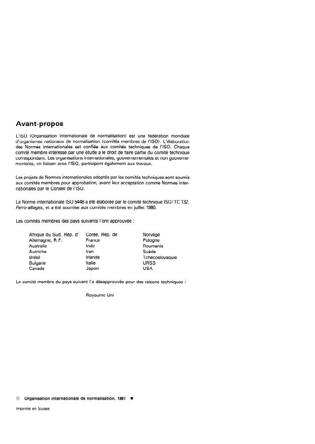 SIST ISO 5448:2000 ISO 5448:1981 - Ferro-chrome -- Spécifications et conditions de livraison - Page 2 preview