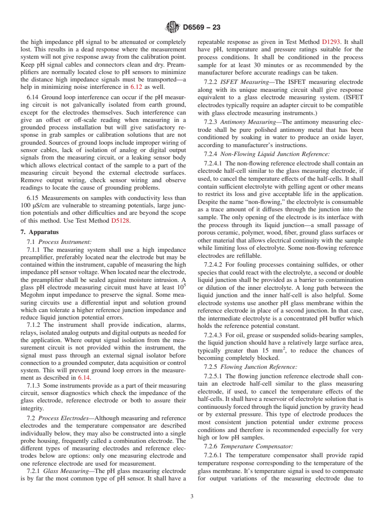 ASTM D6569-23 - Standard Test Method for  On-Line Measurement of pH