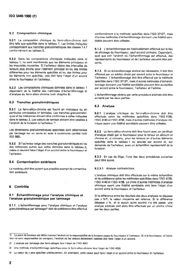 SIST ISO 5449:2000 ISO 5449:1980 - Ferro-silico-chrome -- Spécifications et conditions de livraison - Page 4 preview