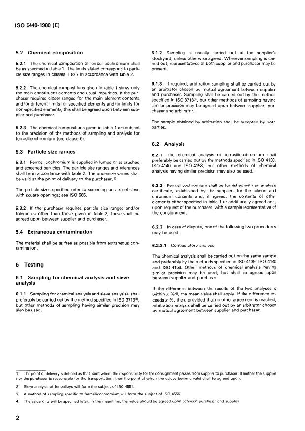 SIST ISO 5449:2000 ISO 5449:1980 - Ferrosilicochromium -- Specification and conditions of delivery - Page 4 preview