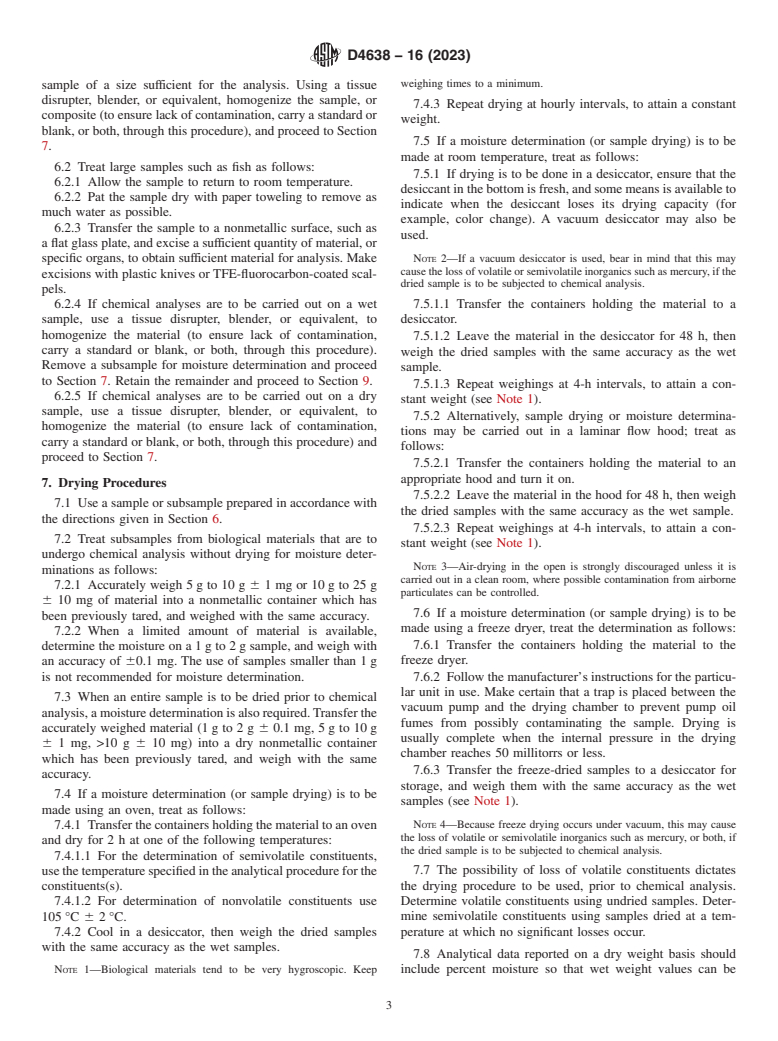 ASTM D4638-16(2023) - Standard Guide for  Preparation of Biological Samples for Inorganic Chemical Analysis