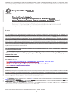 ASTM F1904-23 REDLINE ASTM F1904-23 - Standard Guide for Testing the Biological Responses to Medical Device Particulate Debris and Degradation Products <emph type="ital">in vivo</emph> - Page 1 preview