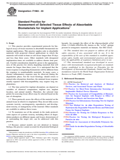 ASTM F1983-23 ASTM F1983-23 - Standard Practice for Assessment of Selected Tissue Effects of Absorbable Biomaterials for Implant Applications - Page 1 preview
