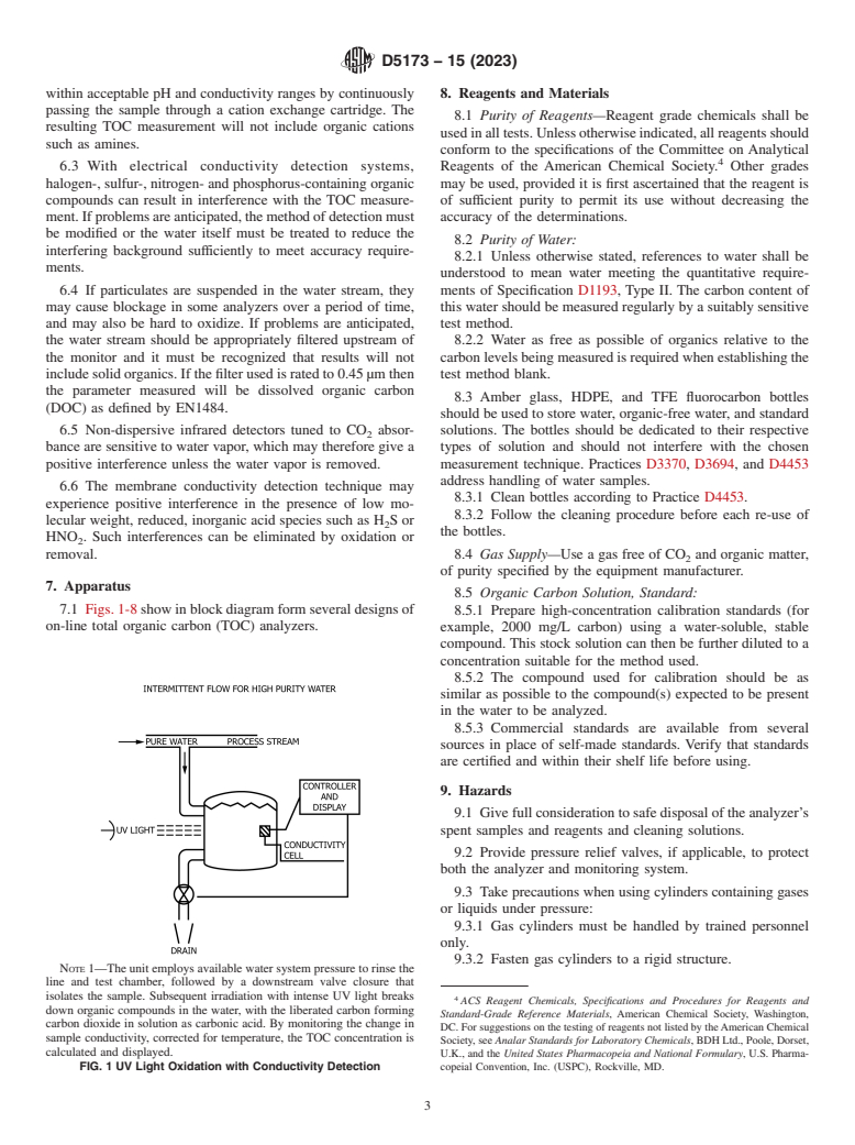 ASTM D5173-15(2023) - Standard Guide for  On-Line Monitoring of Total Organic Carbon in Water by Oxidation  and Detection of Resulting Carbon Dioxide