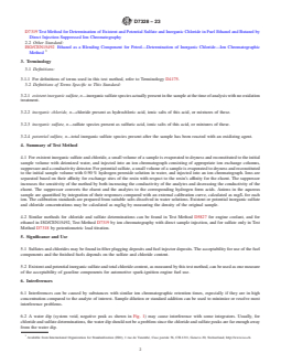 ASTM D7328-23 REDLINE ASTM D7328-23 - Standard Test Method for Determination of Existent and Potential Inorganic Sulfate and Total Inorganic Chloride in Fuel Ethanol by Ion Chromatography Using Aqueous Sample Injection - Page 2 preview