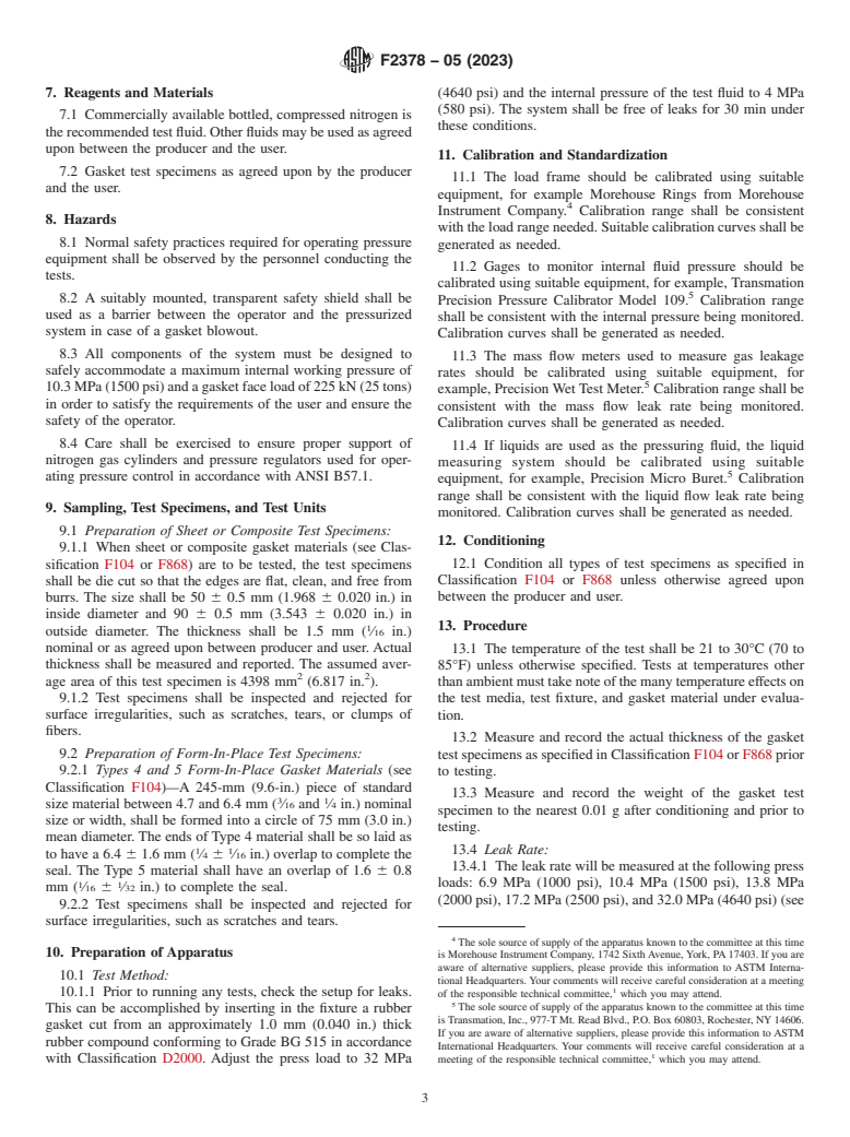 ASTM F2378-05(2023) - Standard Test Method for  Sealability of Sheet, Composite, and Solid Form-in-Place Gasket  Materials