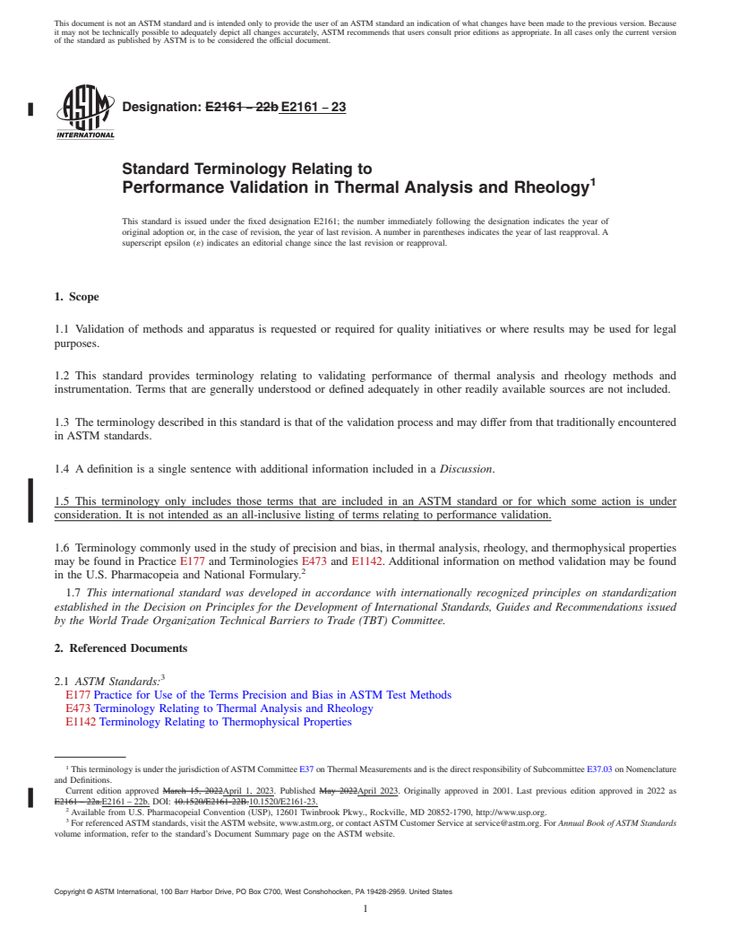 REDLINE ASTM E2161-23 - Standard Terminology Relating to  Performance Validation in Thermal Analysis and Rheology