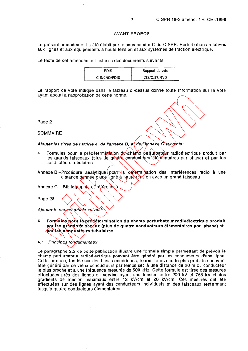 CISPR 18-3:1986/AMD1:1996 CISPR 18-3:1986/AMD1:1996 - Amendment 1 - Radio interference characteristics of overhead power lines and high-voltage equipment. Part 3: Code of practice for minimizing the generation of radio noise
Released:5/22/1996 - Page 2 preview